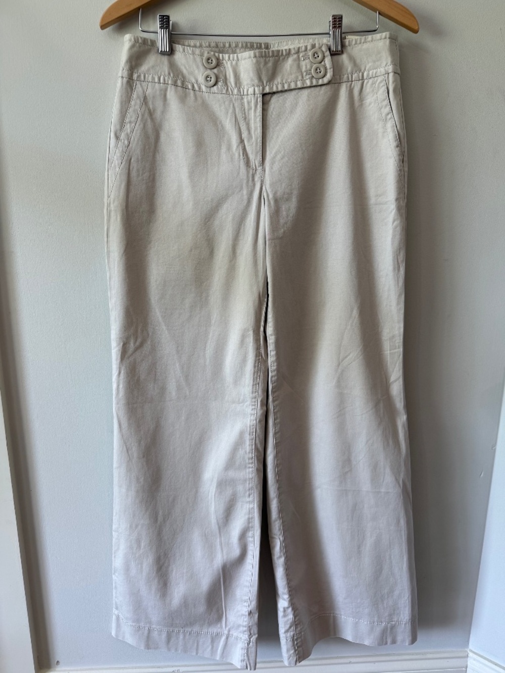 Loft Marisa Flare Leg Stretch Wide Leg Women 6 Pants Khaki